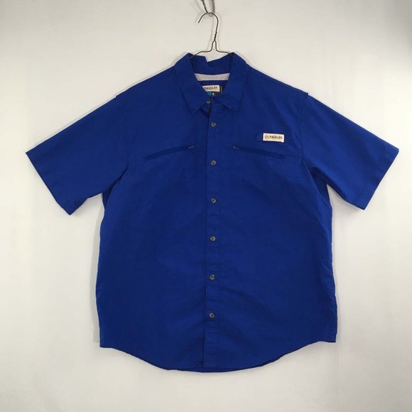 Magellan Mens Blue Sportswear Vented Fishing Button Front shirt Moisture Wicking - Picture 1 of 9